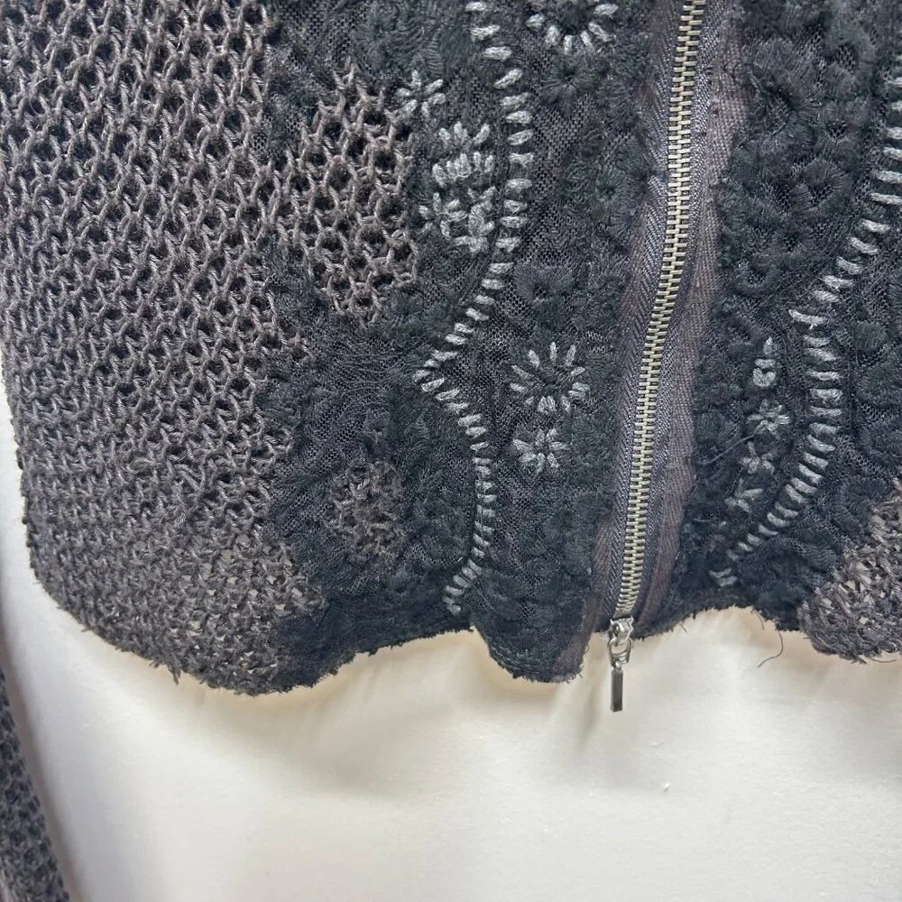 Free People Femme Fatale Knit Moto Zip Cardigan Open Knit Sweater small - Picture 6 of 10